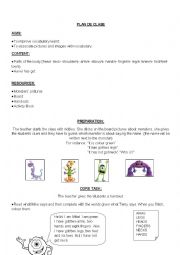 English Worksheet: monsters parts of the body