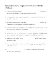 English Worksheet: Vocab Worksheet 1