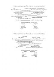 English Worksheet: Adjective practice for intermediate students