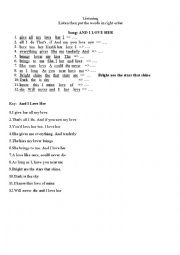 English Worksheet: and I love her