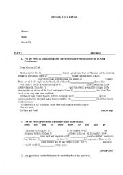 English Worksheet: Initial test paper