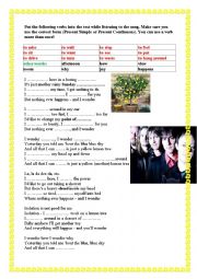 English Worksheet: Lemon tree song with tenses practice