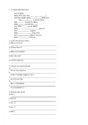 English Worksheet: Basic 1 review