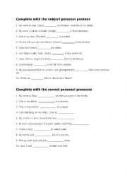 English Worksheet: personal pronoun