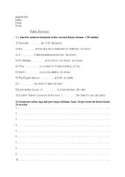 English Worksheet: Future forms