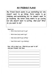 English Worksheet: I want to 