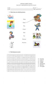 English Worksheet: reading comprenhension