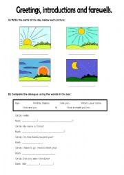 English Worksheet: Greetings, introductions and farewells