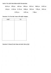 English Worksheet: Telling the time