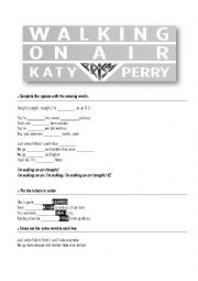 English Worksheet: Walking on Air - Katy Perry