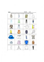 English Worksheet: Clothes fill-in-the-blank with key