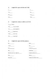 English Worksheet: Verbo To be e pronomes