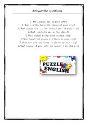 English Worksheet: Questions for conversation about your home town!