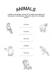 English Worksheet: animals