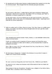 English Worksheet: Whats In A Name? 