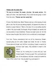 English Worksheet: Thomas and the Lonely Boy