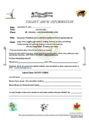 talent show entry form