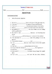 English Worksheet: Adjectives