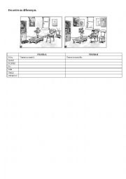 English Worksheet: Find the diferences - there is/are