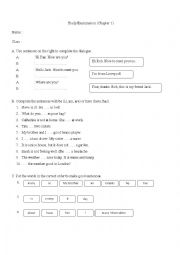 English Worksheet: Using be and have/has