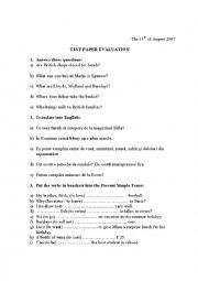 English Worksheet: 5th Grade Evaluation Paper 