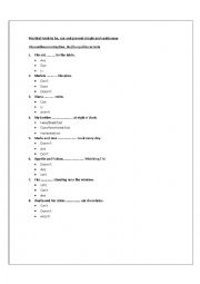 English Worksheet: Revision present simple, continuous, to be and can