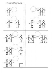 English Worksheet: Personal Pronouns with Stickfigures