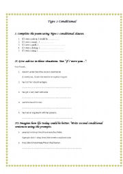 English Worksheet: Type 2 Conditional Exercises