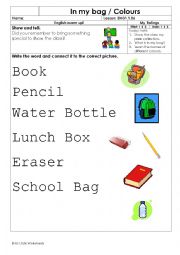English Worksheet: In my Bag / Colours