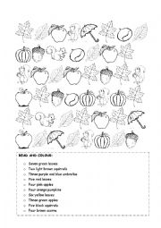 Fall: Count and colour - ESL worksheet by elisa.france
