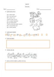 English Worksheet: School objects and numbers!