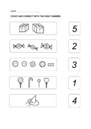English Worksheet: Numbers. Count and Connect.