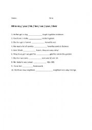 English Worksheet: Possessive adjective