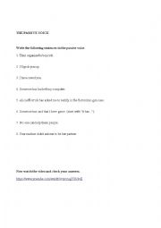 English Worksheet: Passive Voice: Practice with Video