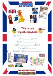 2015-2016 copybook cover page Year 8 pupils