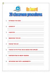 English Worksheet: Classroom procedures list