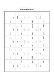 English Worksheet: Square Puzzles for Noun/Verb Pairs and Idioms and Their Definitions
