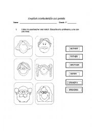 English Worksheet: Family and adjectives