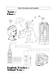 English Copybook colouring first page - ESL worksheet by CarrieBB