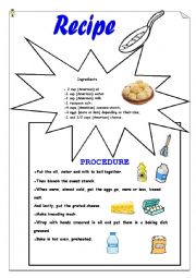 English Worksheet: Recipe