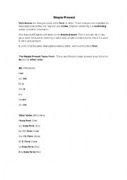English Worksheet: Simple Present Definition and Examples