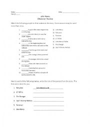 John Henry Character Worksheet/Quiz