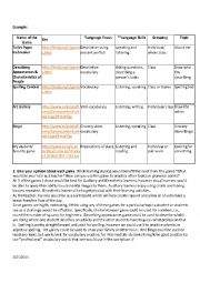 English Worksheet: Games_plan