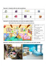bedroom description vocabulary worksheets house worksheet describe exercises progressive students abjects prepositions locate any place review eslprintables