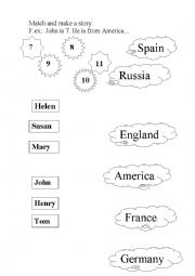 English Worksheet: Name.Age.Country