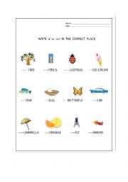 English Worksheet: A or An