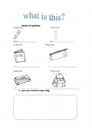 English Worksheet: THIS IS AND SCHOOL THINGS