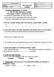 English Worksheet: 2nd year-mid term test n1