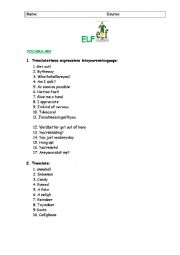 English Worksheet: ELF worksheet
