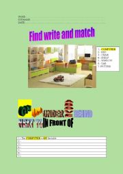 English Worksheet: bedroom objects